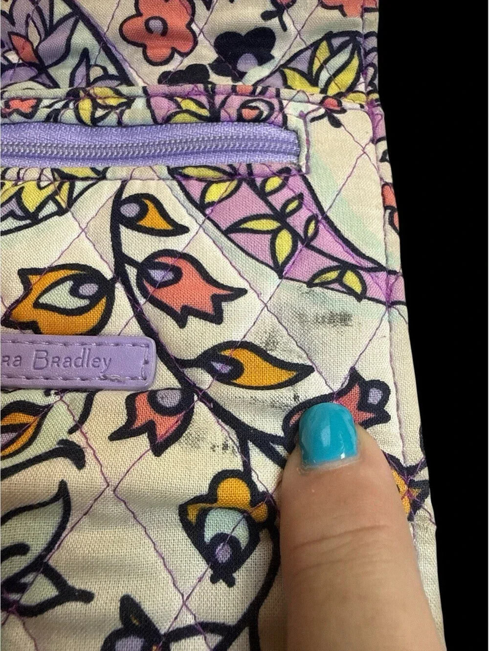 Vera Bradley Riley Compact Wallet RFID Quilted Cotton Pastel Paisley Floral 5.25